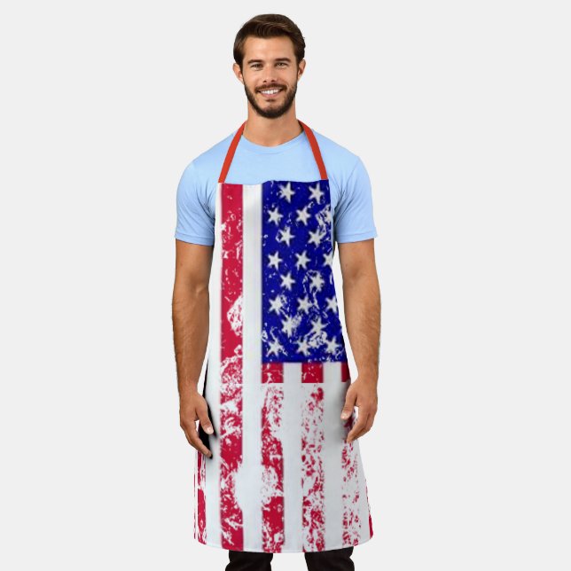 Tablier American Flag, Vintage USA Flag Chef (Porté)