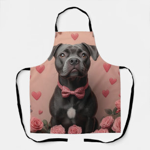 Tablier American Staffordshire avec Roses - Saint-Valentin