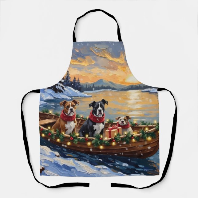 Tablier American Staffordshire Terrier Christmas Boat (Recto)