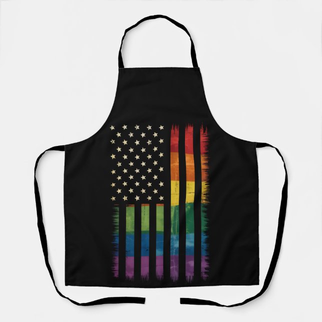 Tablier American USA Flag Rainbow Pride gay lesbienne LGBT (Recto)