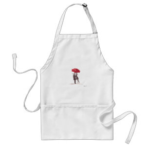 Tablier Amour couple avec parapluie rouge couple romantiqu