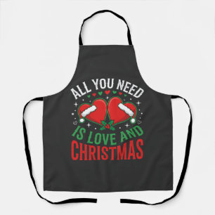 Tablier Amour de Noël Typographie Chapeau de Père Noël