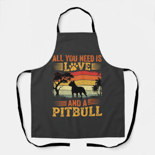 Tablier Amour de Pitbull Coucher de Soleil Rétro Chien