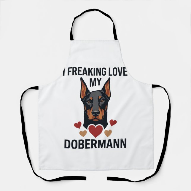 Tablier Amour fou pour le chien Dobermann Cœurs rouges_1 (Recto)