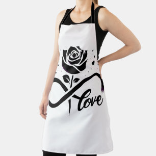 Tablier Amour Infini Rose Noire - Amour Romantique Éternel