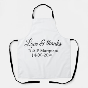 Tablier Amour & merci ajouter nom du couple mariage ajoute