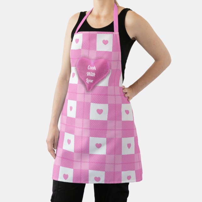 Tablier Amour moderne Plaid Pink Heart Collection (Insitu)