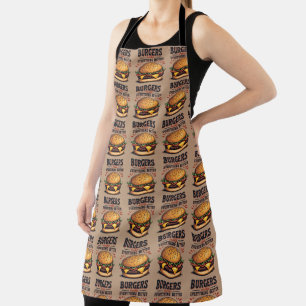 Tablier Amoureux de Burger Rétro Typographie Vintage Art A