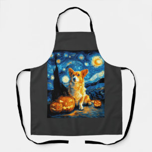 Tablier Amoureux de Corgi Peinture de van gogh nuit étoilé
