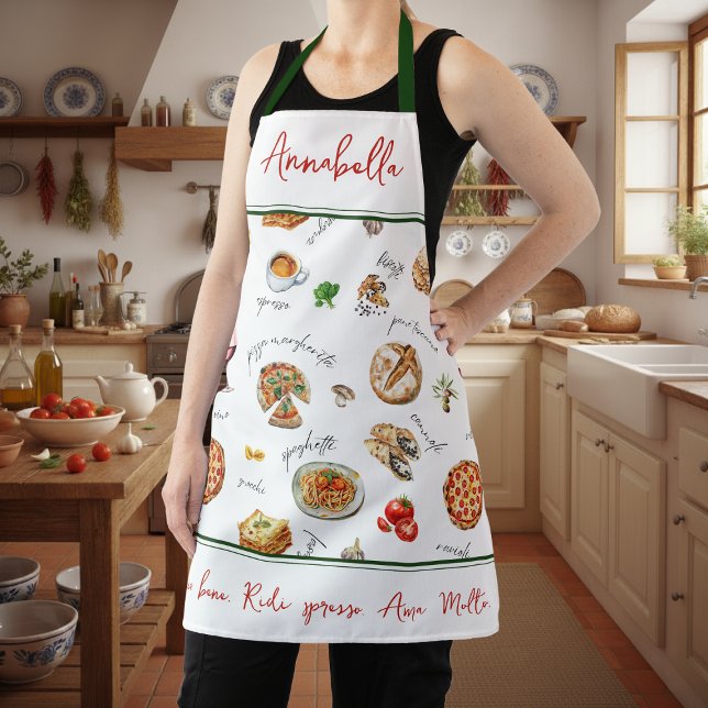 Tablier Amoureux de la cuisine italienne - Script de cuisi (Créateur téléchargé)