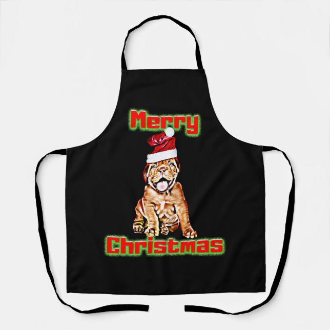 Tablier Amoureux de les chiens Noël design cadeau (Recto)