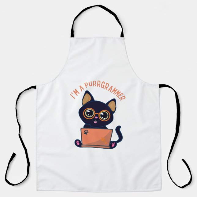 Tablier Amoureux des chats Je suis un programmeur félin Pr (Recto)