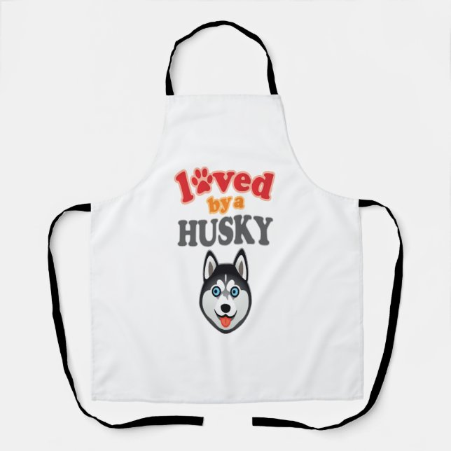 Tablier Amoureux des chiens Husky (Recto)