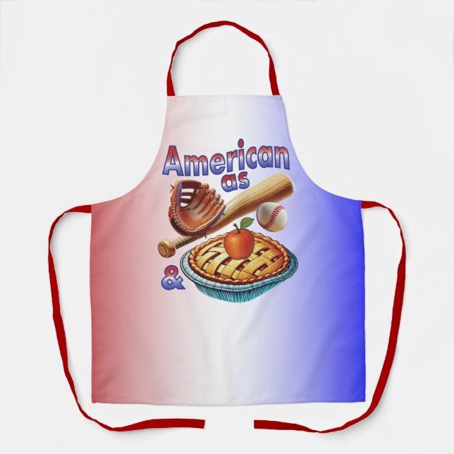 Tablier Amusant américain comme Baseball & Pomme Pie (Recto)