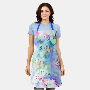 Tablier Amusant bleu rose et vert peint Splashes & Splashe