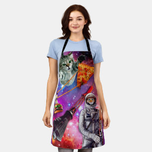 Tablier Amusant Chat Space Pizza Hamburger Nourriture