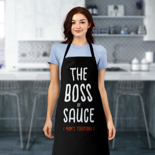Tablier Amusant Moderne Boss Maman Noir Blanc Cuisine Tact