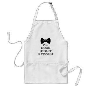 Tablier Amusant Moderne M. Bon Regarder Bowtie Kitchen Gri
