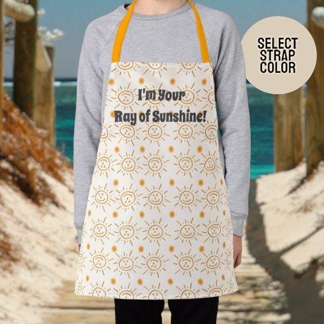 Tablier Amusant Orange main tiré Sun Motif personnalisé (small apron sunshine design template text)