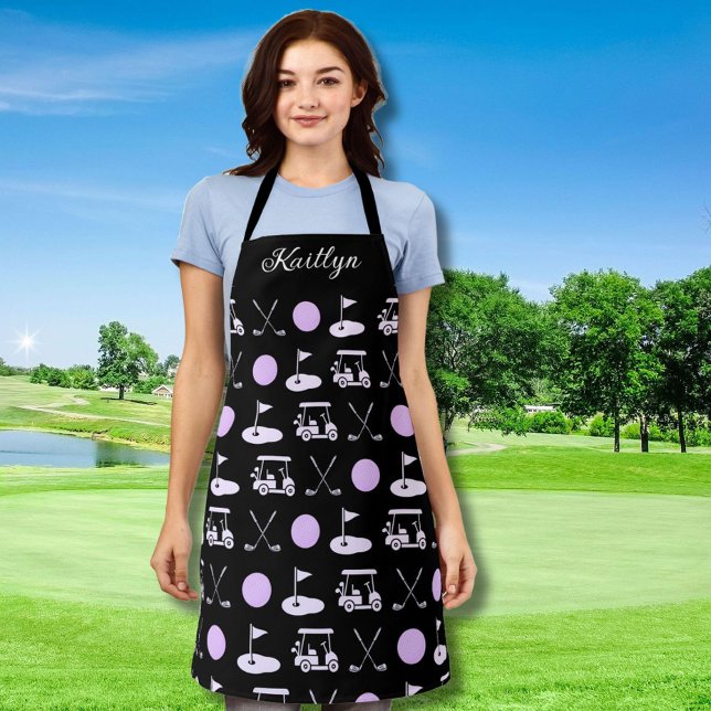 Tablier Amusant rose élégant Golf Design et Monogramme per (Créateur téléchargé)