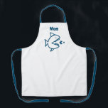 Tablier Amusante maman requin bleu blanc cuisine<br><div class="desc">Ajoutez un peu de plaisir pendant la cuisine et la cuisson avec cette amusante maman requin bleu blanc de cuisine Apron. Il est conçu avec des requins-mères pourchassant des poissons plus petits centrés sur l'avant du tablier blanc en bleu marine. Customisé avec "maman" dans le texte bleu correspondant. CLIQUEZ SUR...</div>