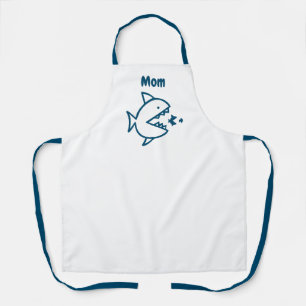 Tablier Amusante maman requin bleu blanc cuisine