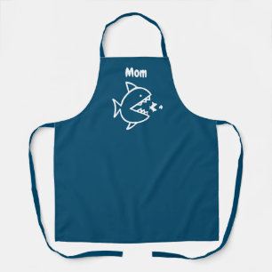 Tablier Amusante maman requin bleu marine Cuisine blanche