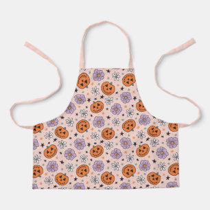 Tablier Amusants Citrouilles d'Halloween et Fleurs Motif