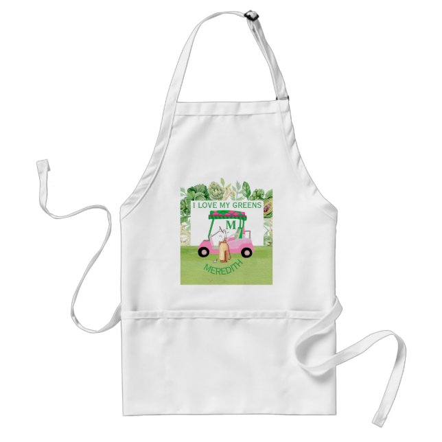 Tablier Amusants Golf Panier Monogramme Nom Love Greens (Devant)