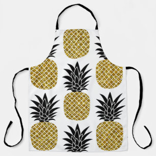 Tablier Ananas En Or : Blanc Dessiné À La Main Sans Coutur