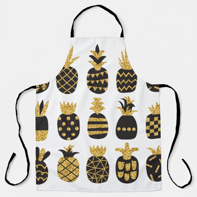 Tablier Ananas noirs : Ensemble texturé unique (Recto)