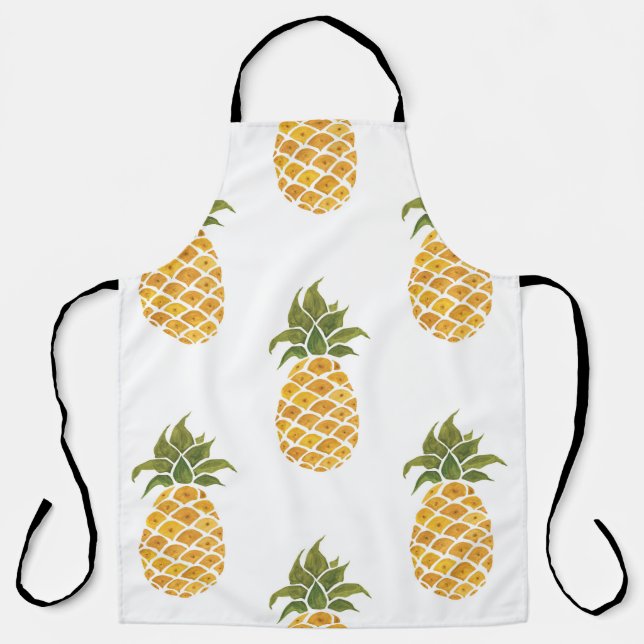 Tablier Ananas peint à la main, arrière - plan aquarelle. (Recto)