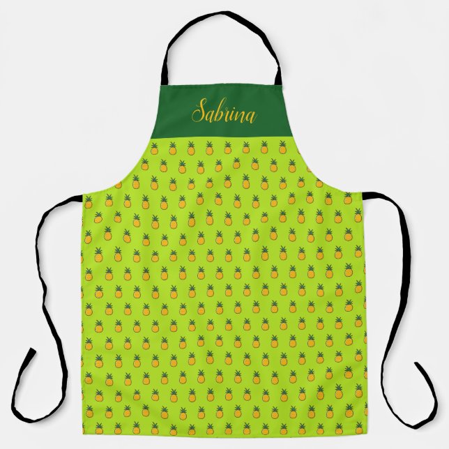 Tablier Ananas personnalisé Tropical Luau Kitchen Apron (Recto)
