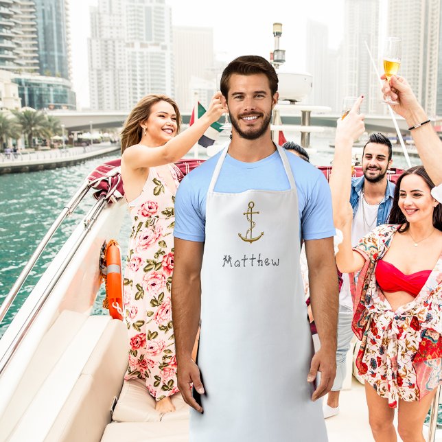 Tablier Ancrage or nom personnalisé nautique (Créateur téléchargé)