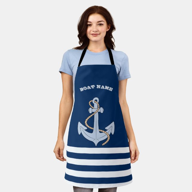 Tablier Ancre bleu marine rayée (Porté)
