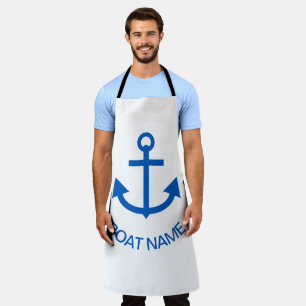Tablier Ancre Bleu Personnalisé Votre Nom De Bateau Blanc