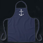 Tablier Ancre bleue marine<br><div class="desc">Tablier minimaliste moderne avec ancre blanche sur arrière - plan bleu marine.</div>