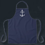 Tablier Ancre bleue marine<br><div class="desc">Tablier minimaliste moderne avec ancre blanche sur arrière - plan bleu marine.</div>