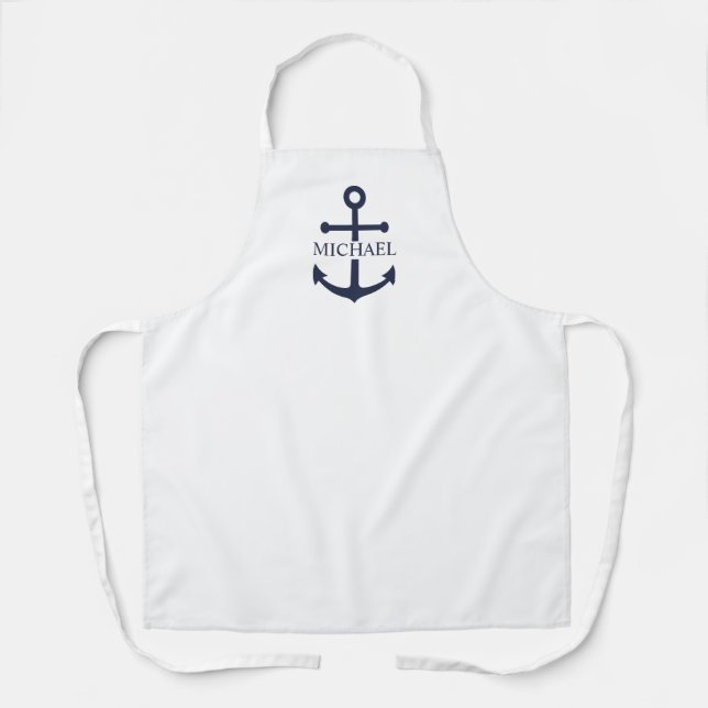 Tablier Ancre bleue marine Nom personnalisé (Recto)