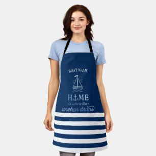 Tablier Ancre de bateau nautique rayée bleu marine