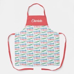 Tablier Ancre de poisson colorée Nom aquarelle