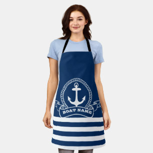 Tablier Ancre Naútque Rayures Bleu Marine