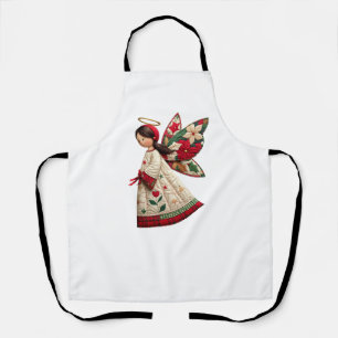 Tablier Ange de Noël avec fleurs de fêtes