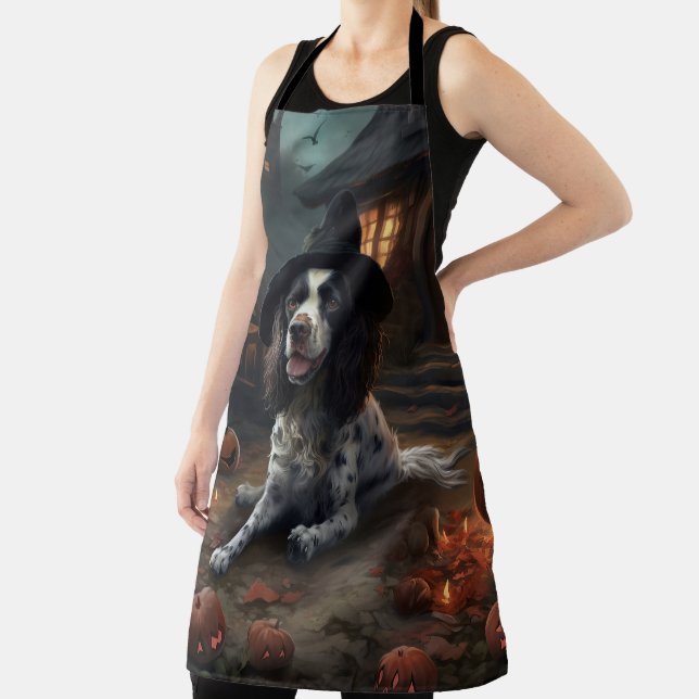 Tablier Anglais Springer espagnol Citrouille Halloween eff (Insitu)
