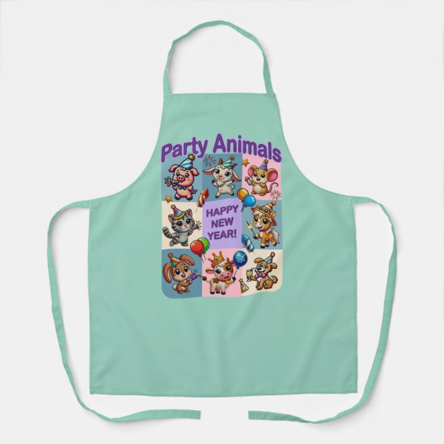 Tablier Animaux de fête "Bonne année" (Recto)