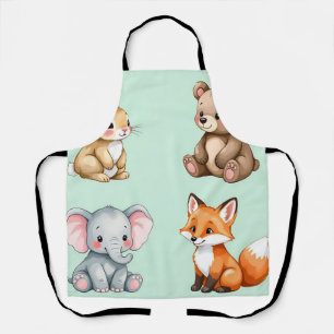Tablier Animaux de la forêt adorables bébé aquarelle paste