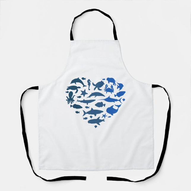 Tablier Animaux de mer du coeur (Recto)