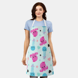 Tablier Animaux de mer, Vie de mer, poulpe, méduses, Coeur