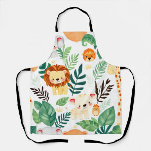 Tablier Animaux mignons de safari motif jungle