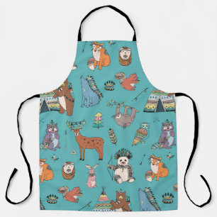 Tablier Animaux tribaux : motif forestier.